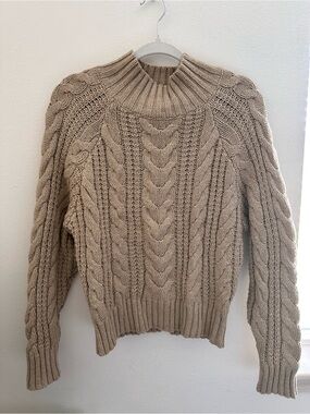 a new day Taupe Cable Knit Turtleneck Sweater